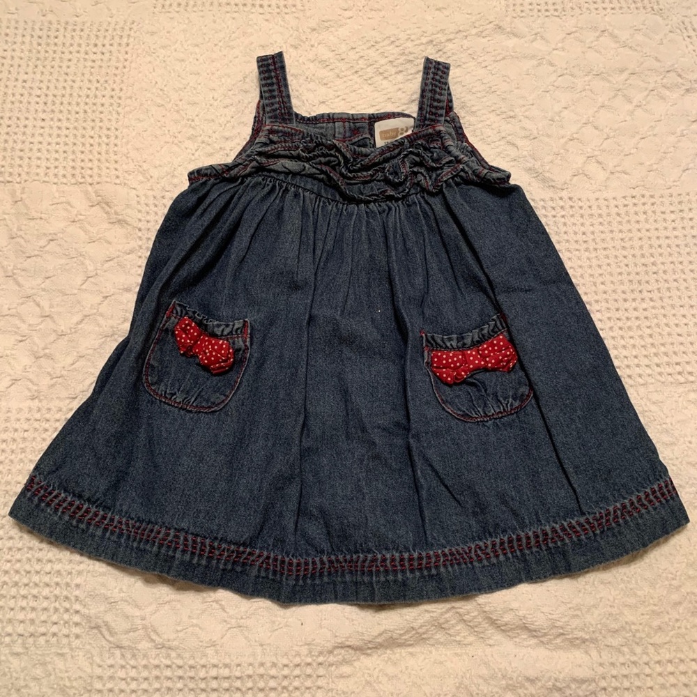 Toddler Denim and Red Polka Dot Dress